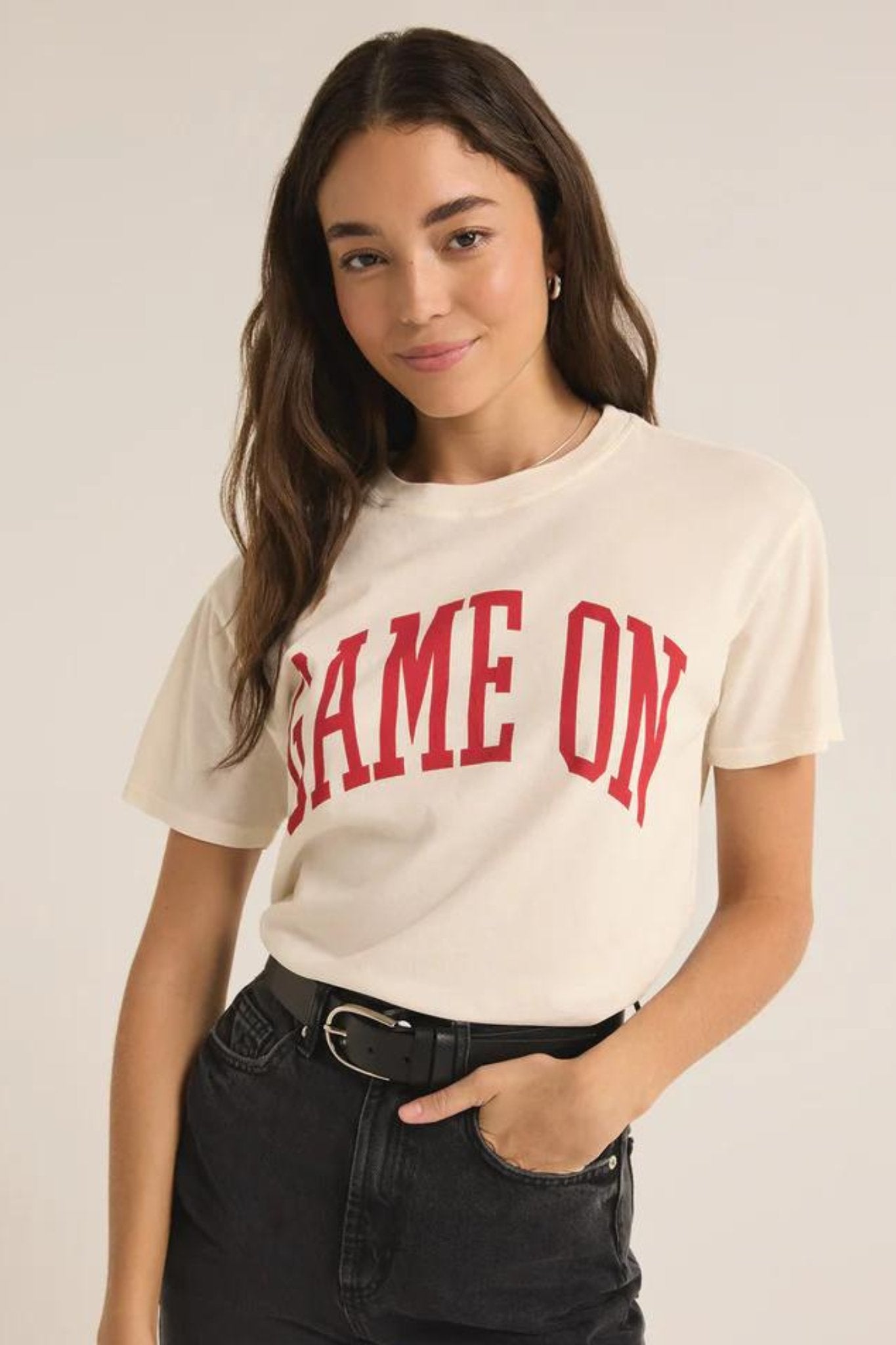 Z Supply: Game On Boyfriend Tee in Sea Salt - J. Cole ShoesZ SUPPLYZ Supply: Game On Boyfriend Tee in Sea Salt