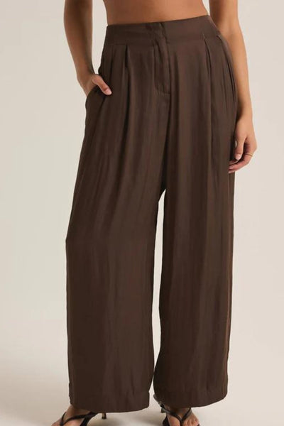 Z Supply: Lisse Wide Leg Pant in Dark Chocolate - J. Cole ShoesZ SUPPLYZ Supply: Lisse Wide Leg Pant in Dark Chocolate