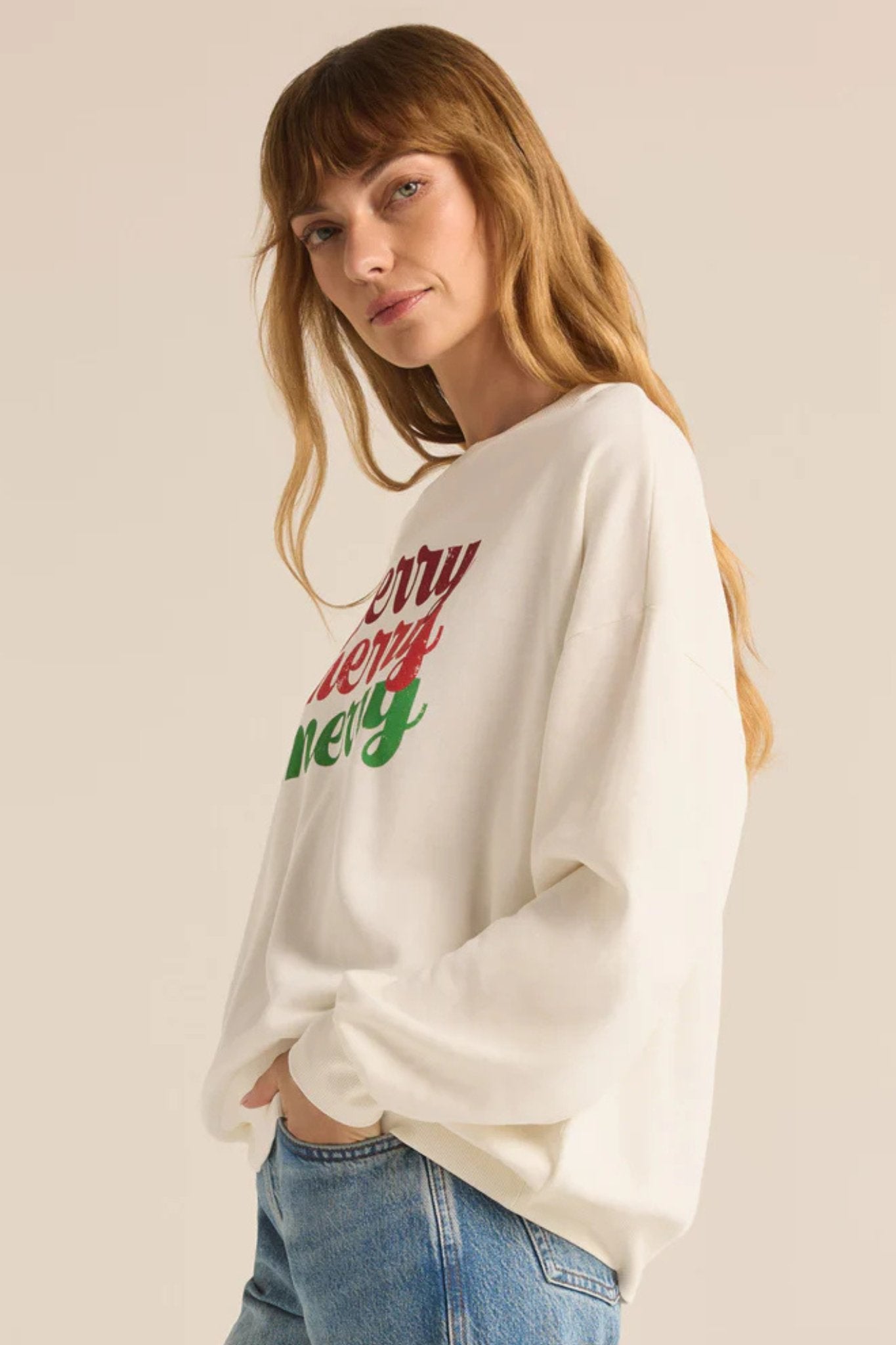 Z Supply: Merry Crewneck Sweatshirt - J. Cole ShoesZ SUPPLYZ Supply: Merry Crewneck Sweatshirt