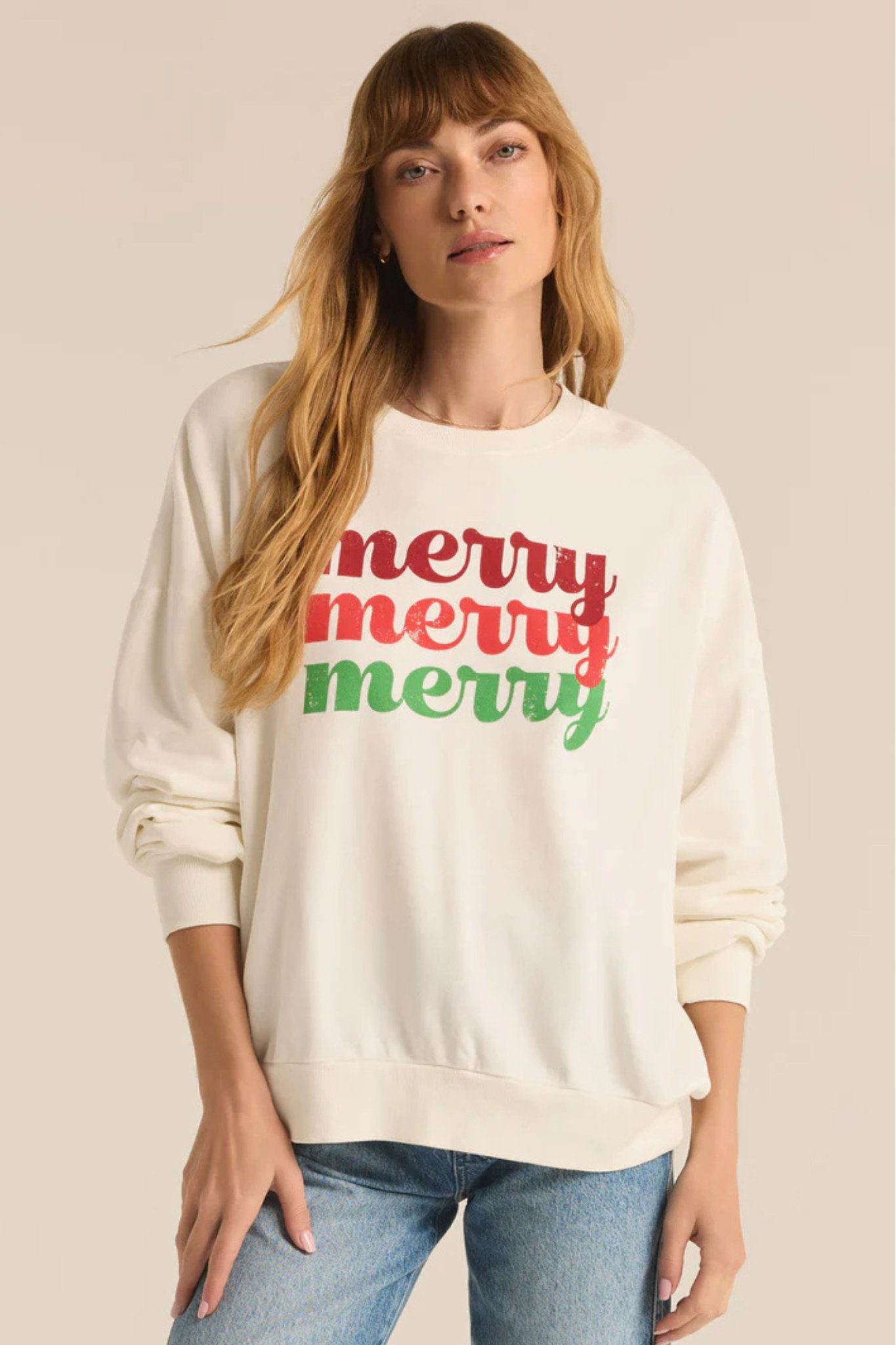 Z Supply: Merry Crewneck Sweatshirt - J. Cole ShoesZ SUPPLYZ Supply: Merry Crewneck Sweatshirt