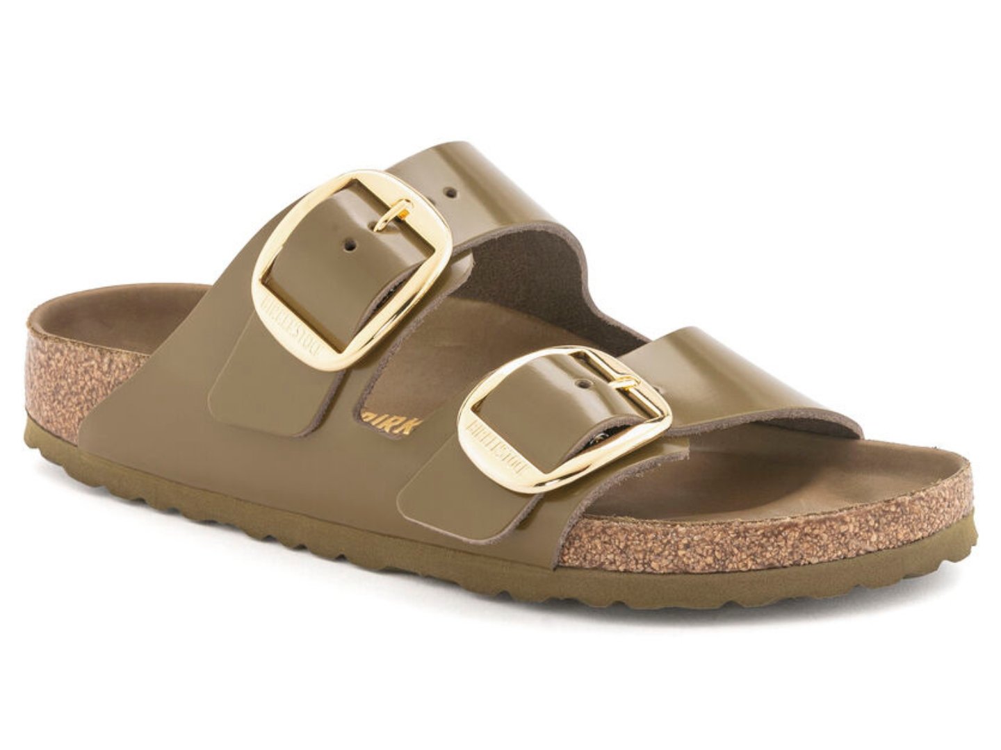 Birkenstock: Arizona Big Buckle High Shine in Mud Green - J. Cole ShoesBIRKENSTOCKBirkenstock: Arizona Big Buckle High Shine in Mud Green