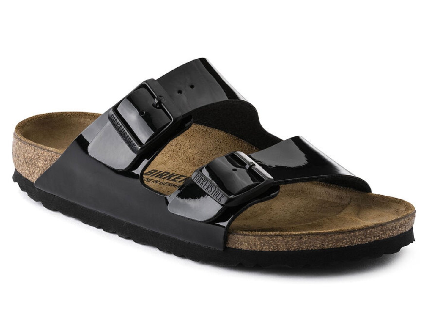 Birkenstock: Arizona Birko-Flor Patent in Black - J. Cole ShoesBIRKENSTOCKBirkenstock: Arizona Birko-Flor Patent in Black