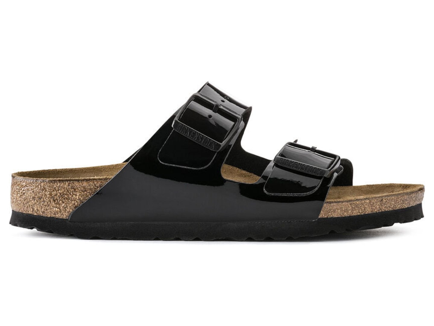 Birkenstock: Arizona Birko-Flor Patent in Black - J. Cole ShoesBIRKENSTOCKBirkenstock: Arizona Birko-Flor Patent in Black