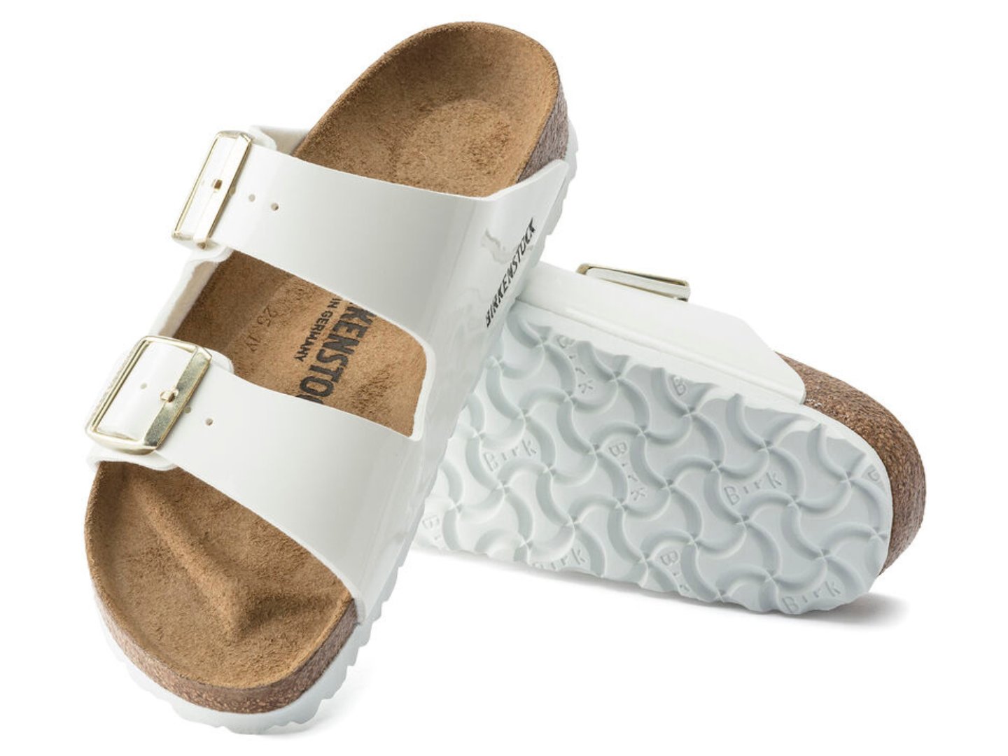 Birkenstock: Arizona Birko-Flor Patent in White - J. Cole ShoesBIRKENSTOCKBirkenstock: Arizona Birko-Flor Patent in White