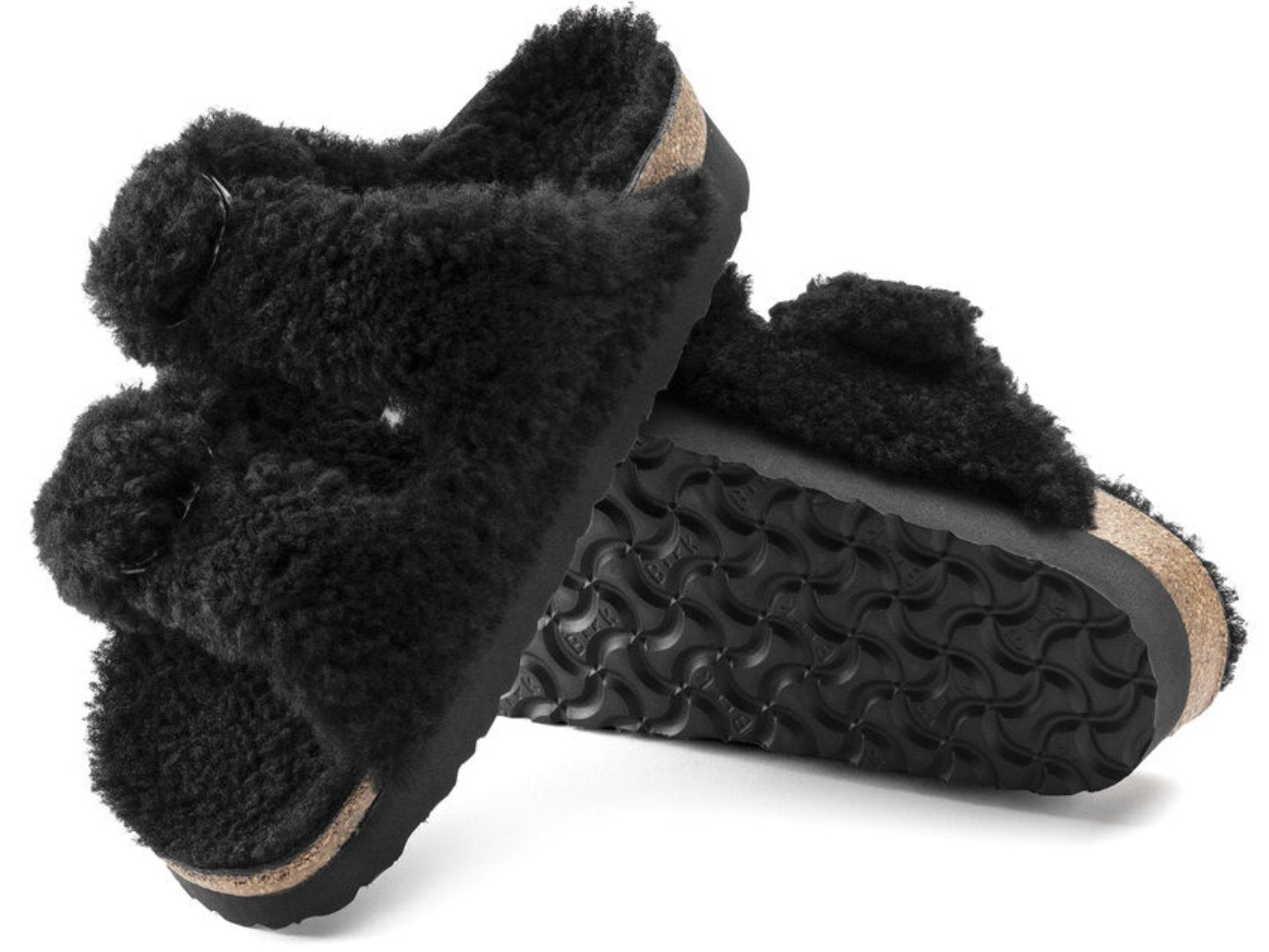 Birkenstock Arizona Big Buckle Shearling Sandals - Black
