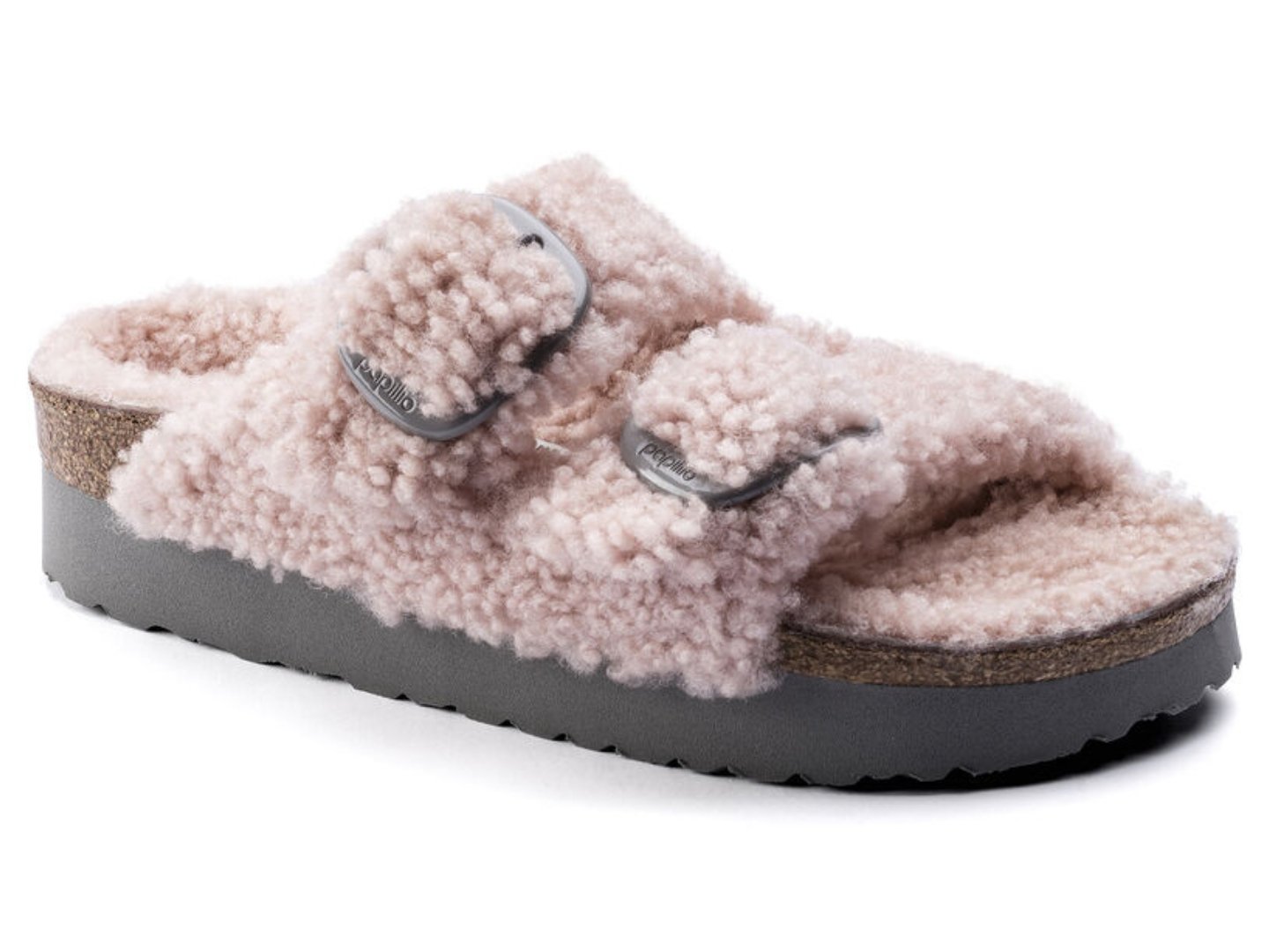 Birkenstock: Arizona Platform Big Buckle in Teddy Crystal Rose Shearling - J. Cole ShoesBIRKENSTOCKBirkenstock: Arizona Platform Big Buckle Shearling in Rose