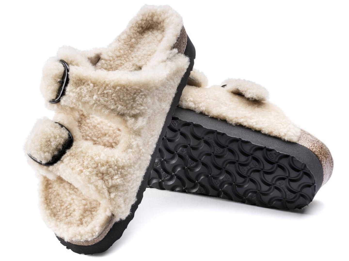 Birkenstock: Arizona Platform Big Buckle in Teddy Eggshell Shearling - J. Cole ShoesBIRKENSTOCKBirkenstock: Arizona Platform Big Buckle Shearling in Eggshell