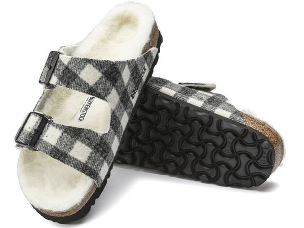 Women's Birkenstock Arizona Shearling Plaid Red/Black Wool