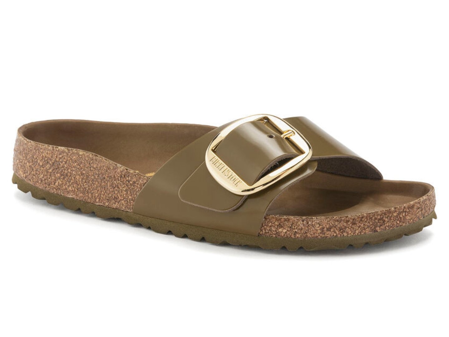 Birkenstock: Madrid Big Buckle High Shine Mud Green - J. Cole ShoesBIRKENSTOCKBirkenstock: Madrid Big Buckle High Shine Mud Green