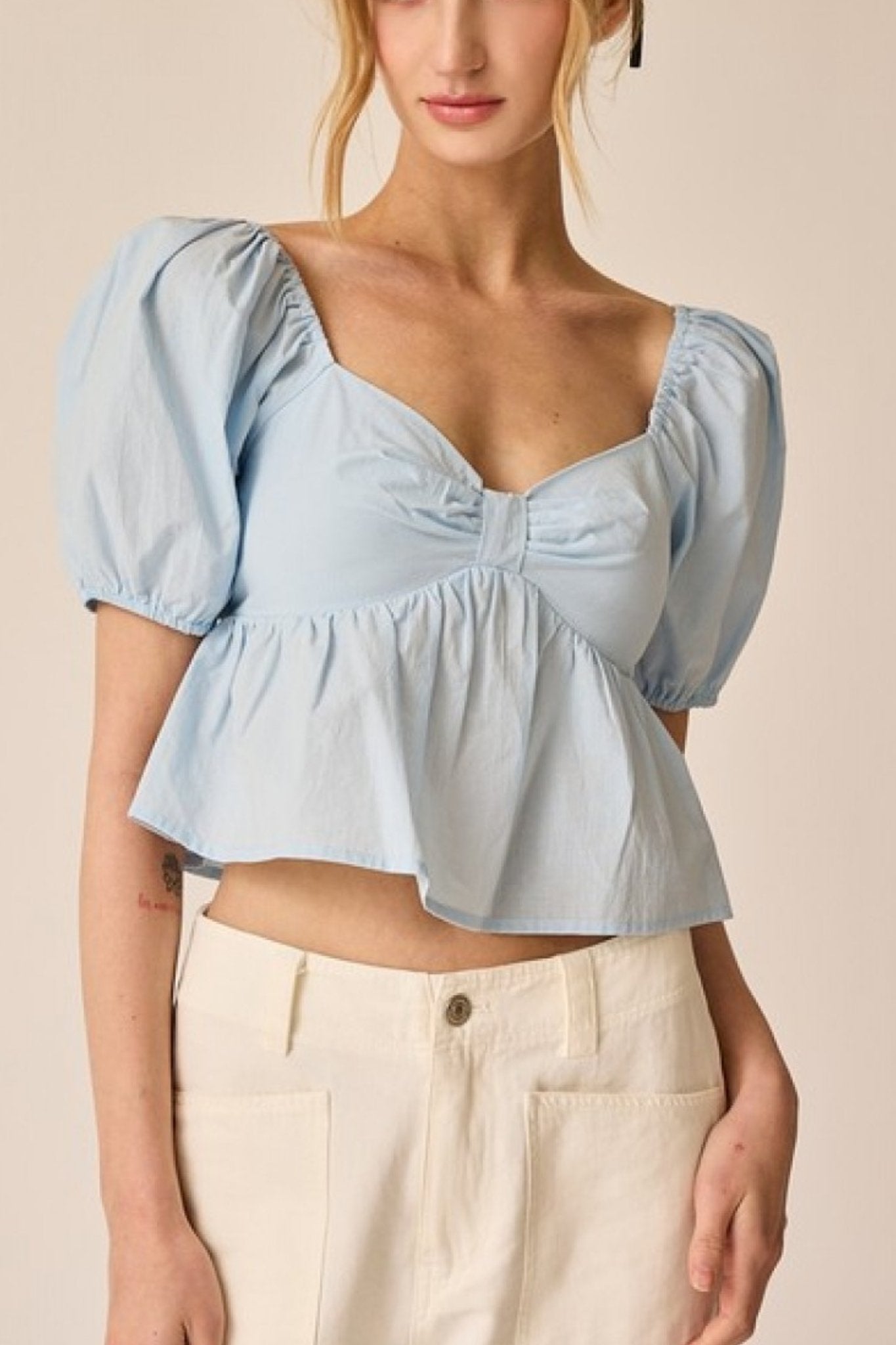 Conceited Thoughts Puff Sleeve Blouse - J. Cole ShoesPEACH LOVE CALIFORNIAConceited Thoughts Puff Sleeve Blouse