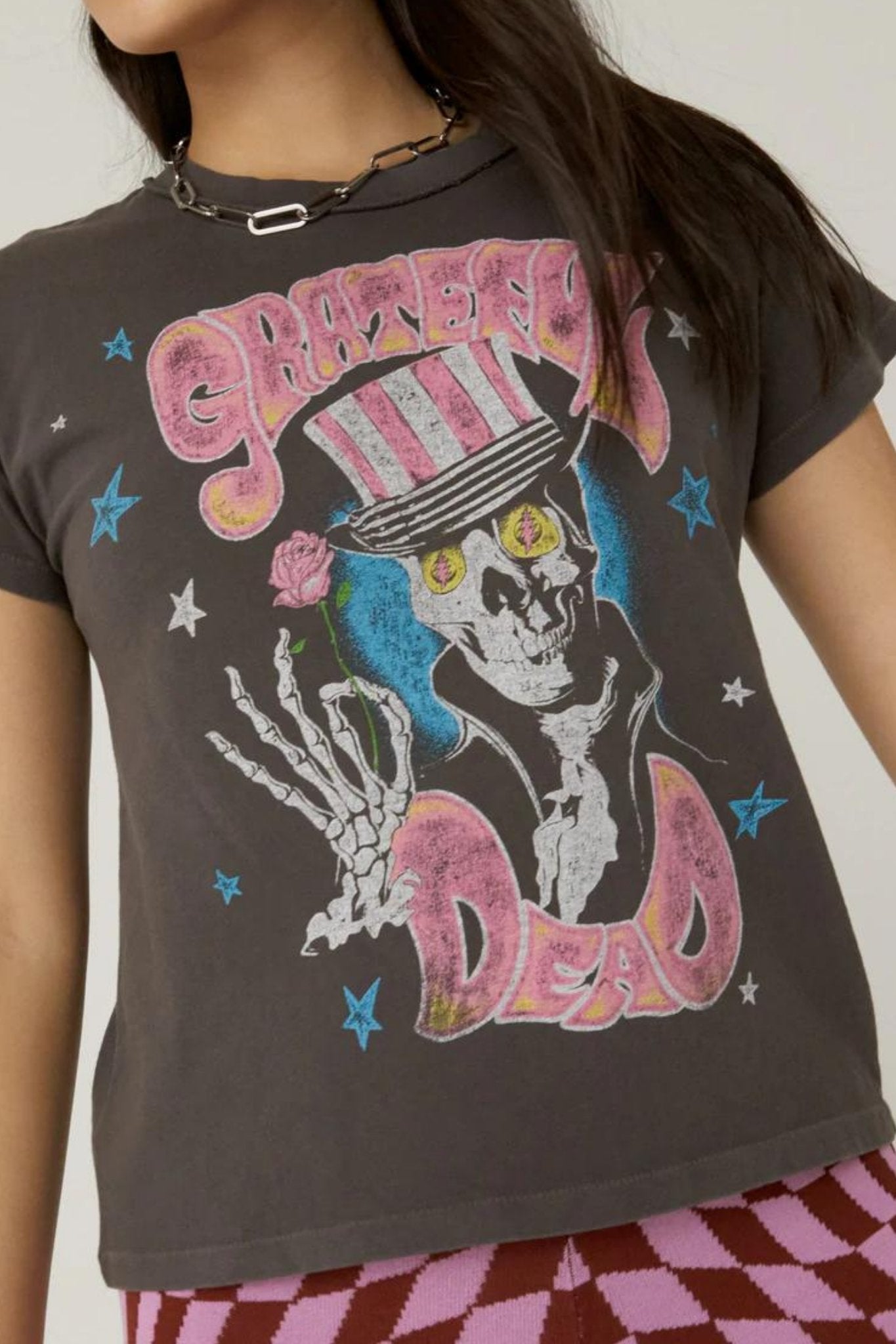 Grateful Dead Skeleton Rock Band Graphic Tee Womens Casual T-Shirt