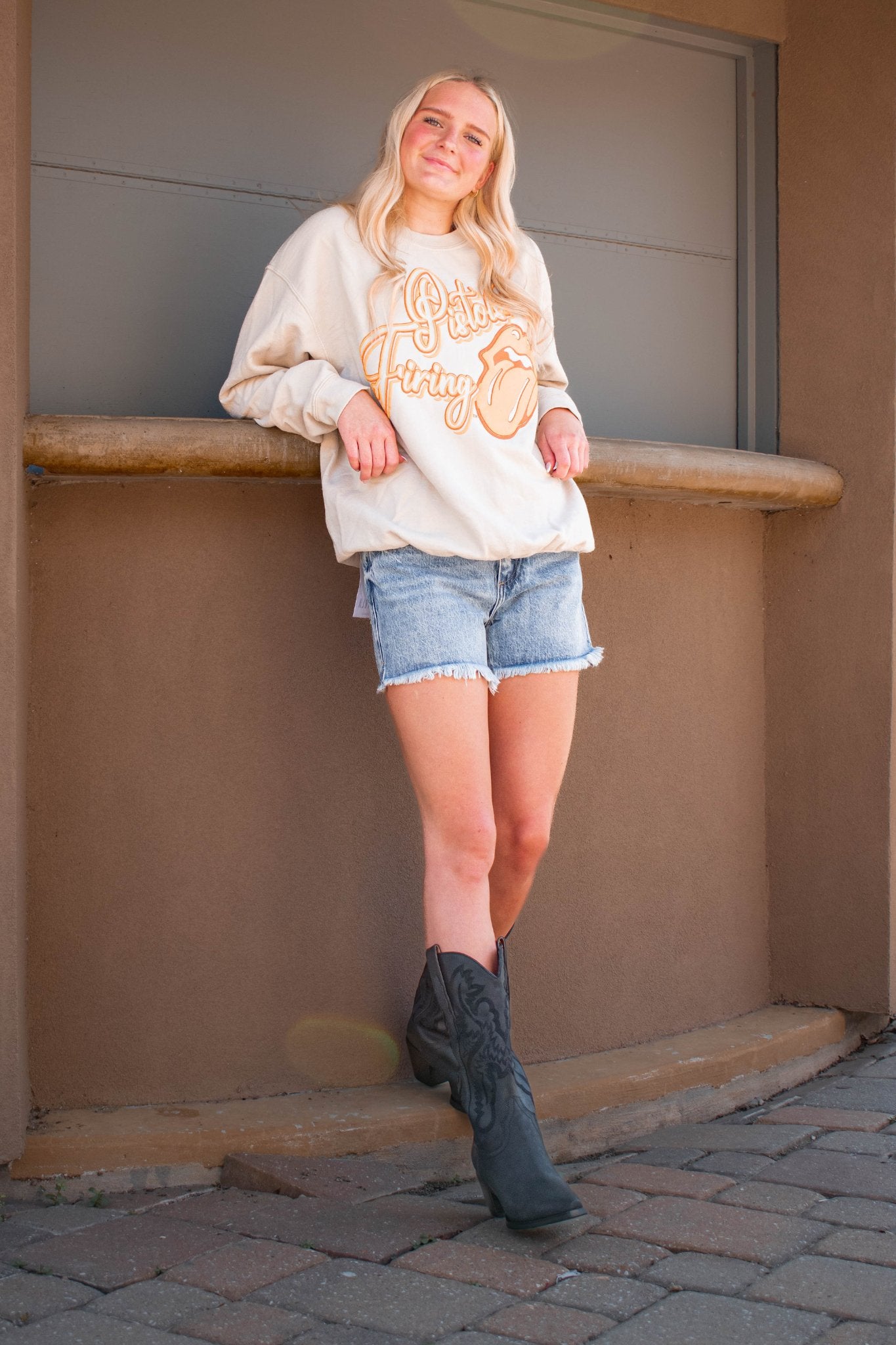 Livy Lu: OSU Malibu Puff Ink Thrifted Sweatshirt - J. Cole ShoesLivy LuLivy Lu: OSU Malibu Puff Ink Thrifted Sweatshirt