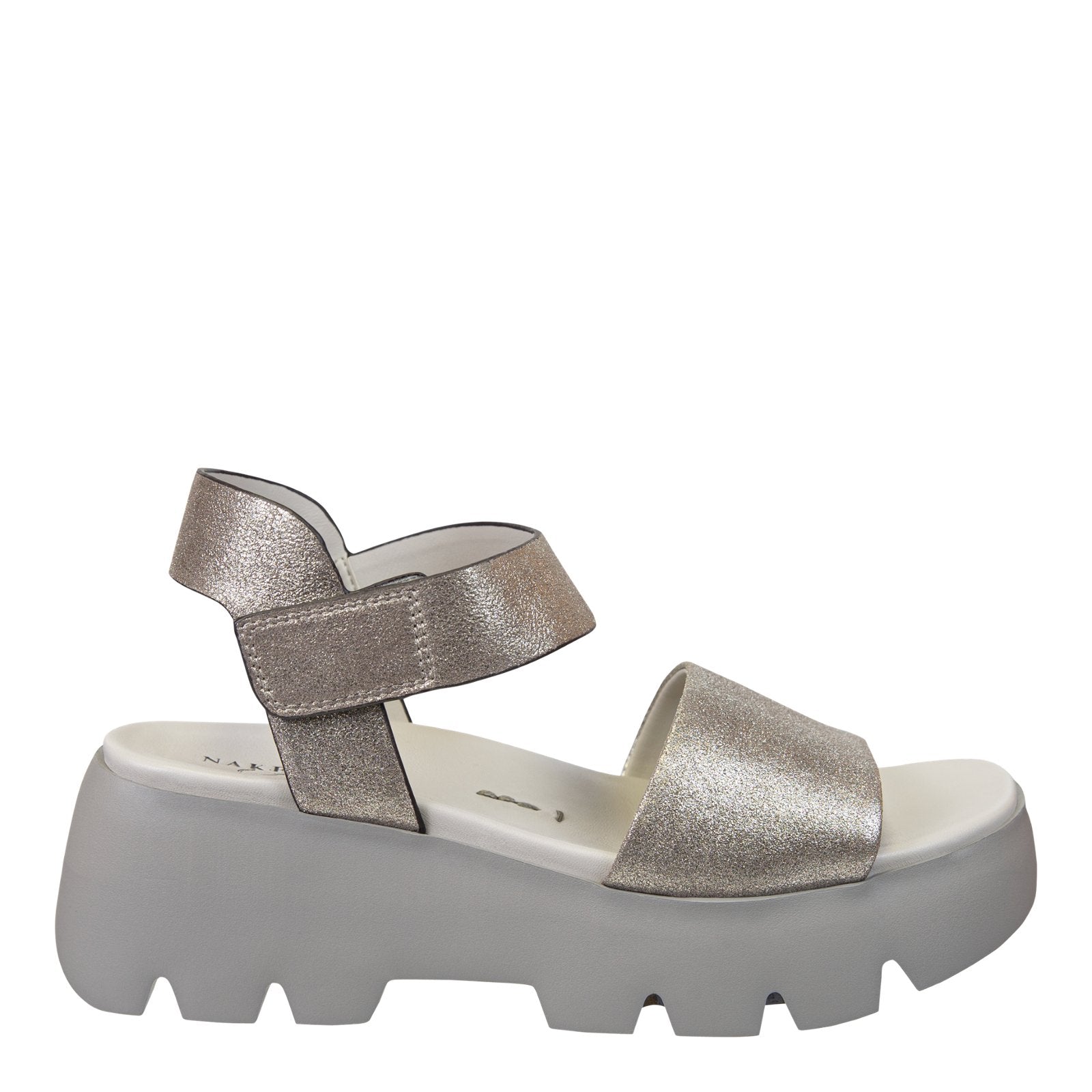 NAKED FEET - ALLOY in SILVER Platform Sandals - J. Cole ShoesNAKED FEETNAKED FEET - ALLOY in SILVER Platform Sandals