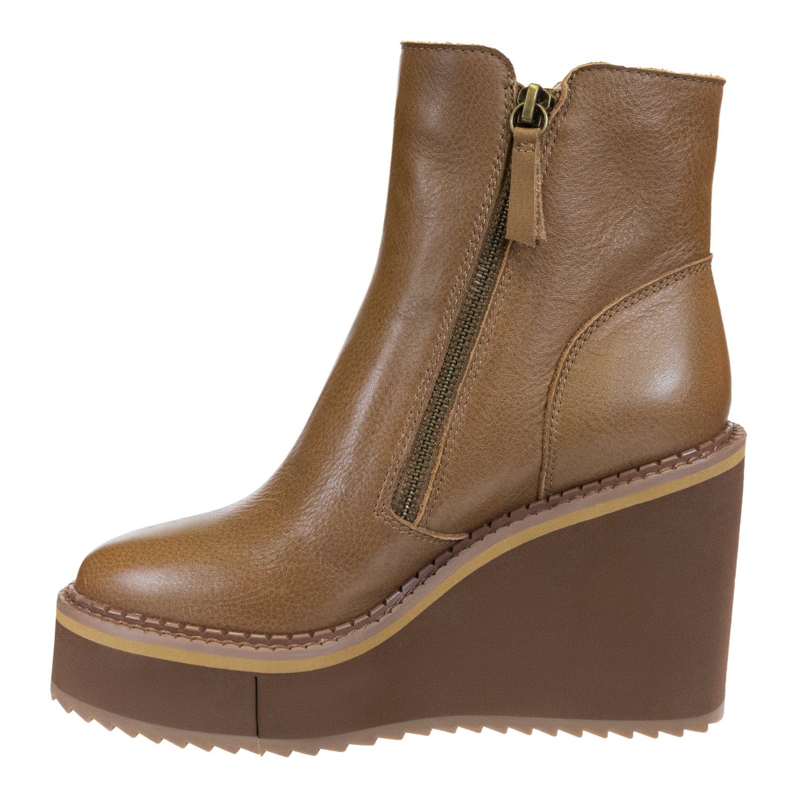 Naked Feet: AVAIL in BROWN Wedge Ankle Boots - J. Cole ShoesNAKED FEETNaked Feet: AVAIL in BROWN Wedge Ankle Boots