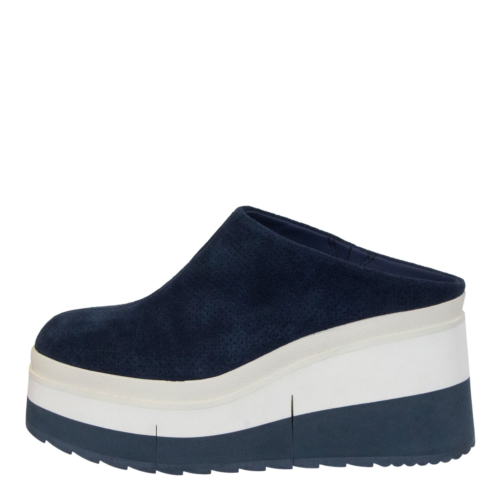 NAKED FEET: COACH in NAVY Platform Clogs - J. Cole ShoesNAKED FEETNAKED FEET: COACH in NAVY Platform Clogs