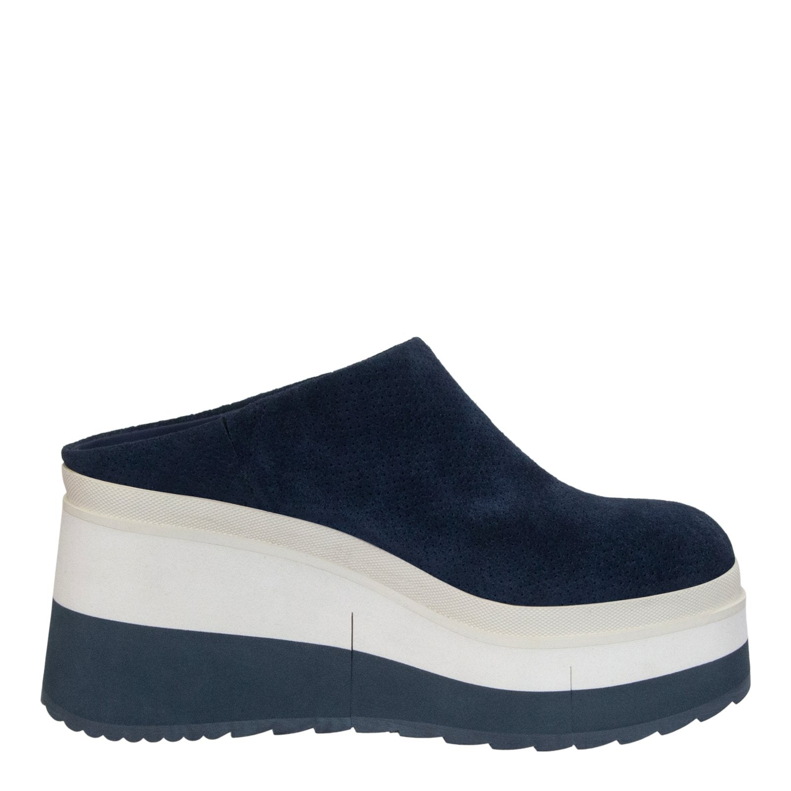 NAKED FEET: COACH in NAVY Platform Clogs - J. Cole ShoesNAKED FEETNAKED FEET: COACH in NAVY Platform Clogs