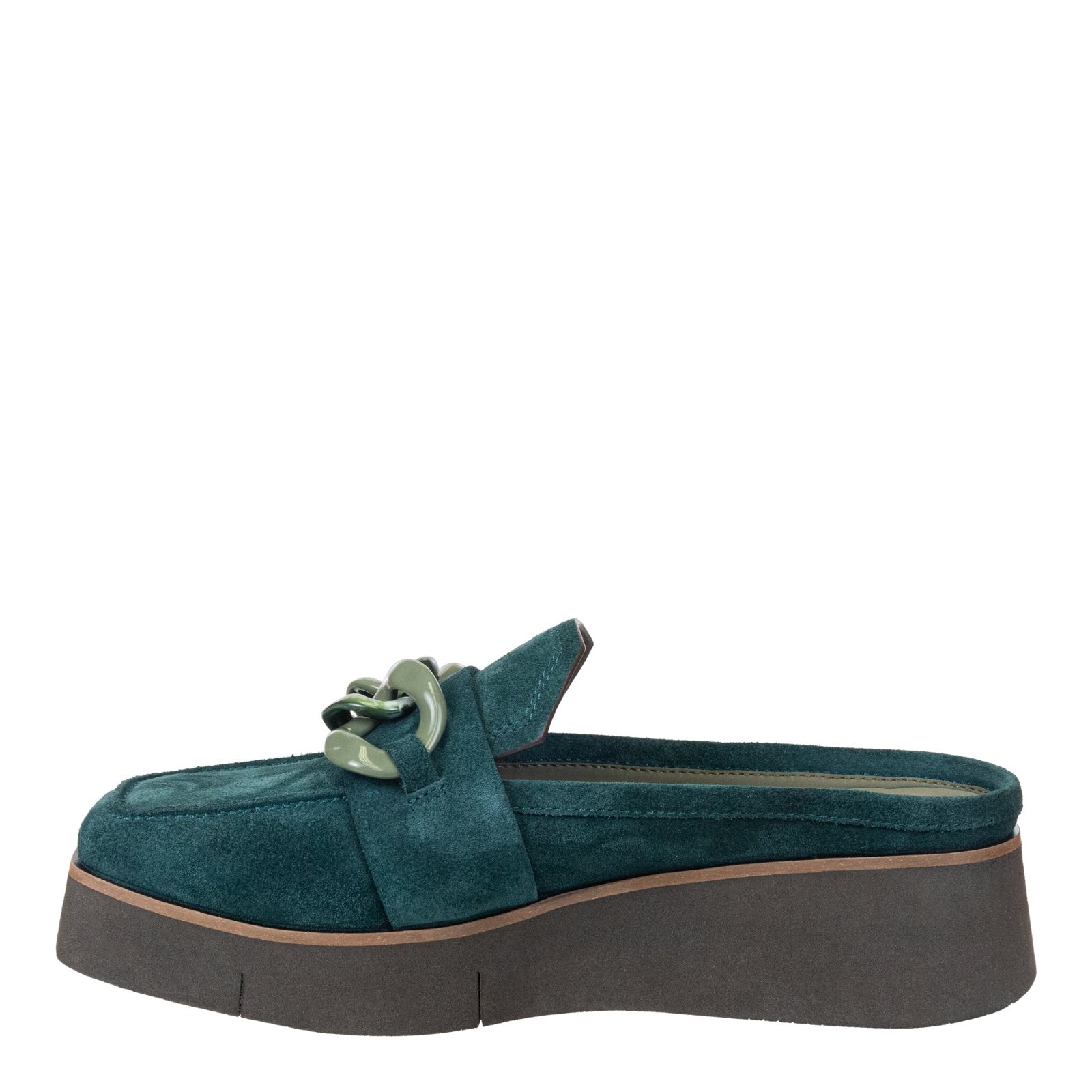 Naked Feet: ELECT in EMERALD Platform Mules - J. Cole ShoesNAKED FEETNaked Feet: ELECT in EMERALD Platform Mules