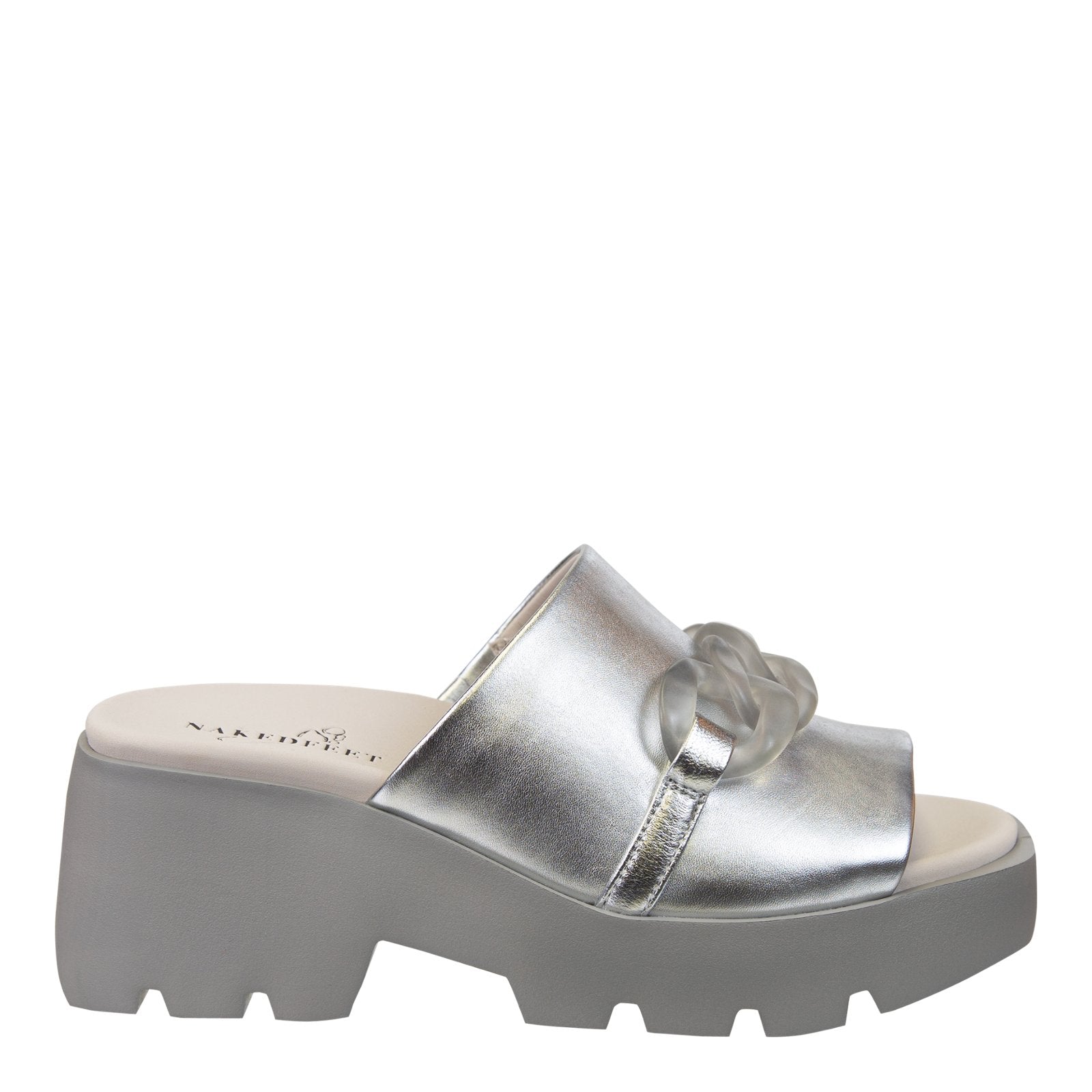 Naked Feet: ISO in SILVER Platform Sandals - J. Cole ShoesNAKED FEETNaked Feet: ISO in SILVER Platform Sandals