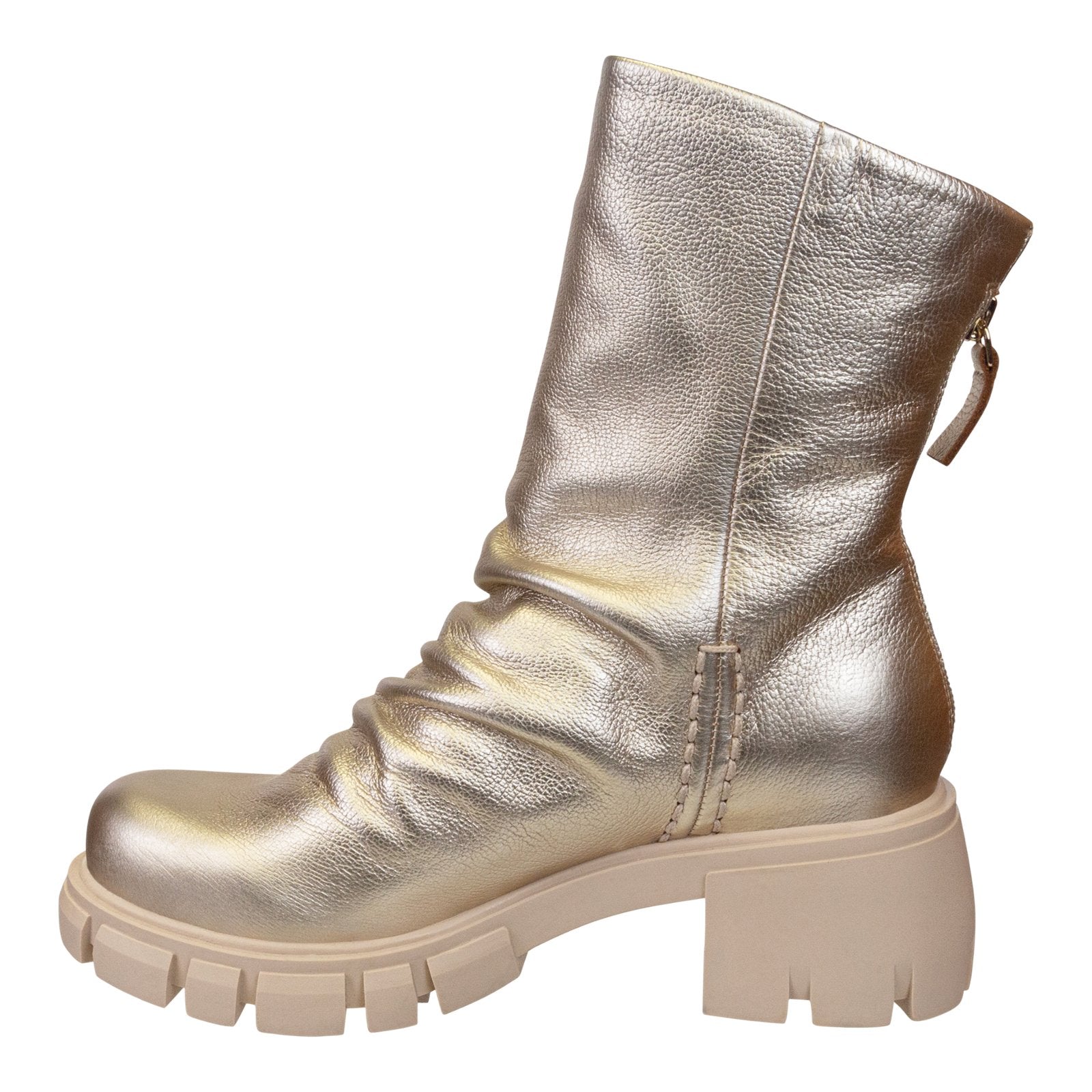 Naked Feet: PROTOCOL in GOLD Heeled Mid Shaft Boots - J. Cole ShoesNAKED FEETNaked Feet: PROTOCOL in GOLD Heeled Mid Shaft Boots