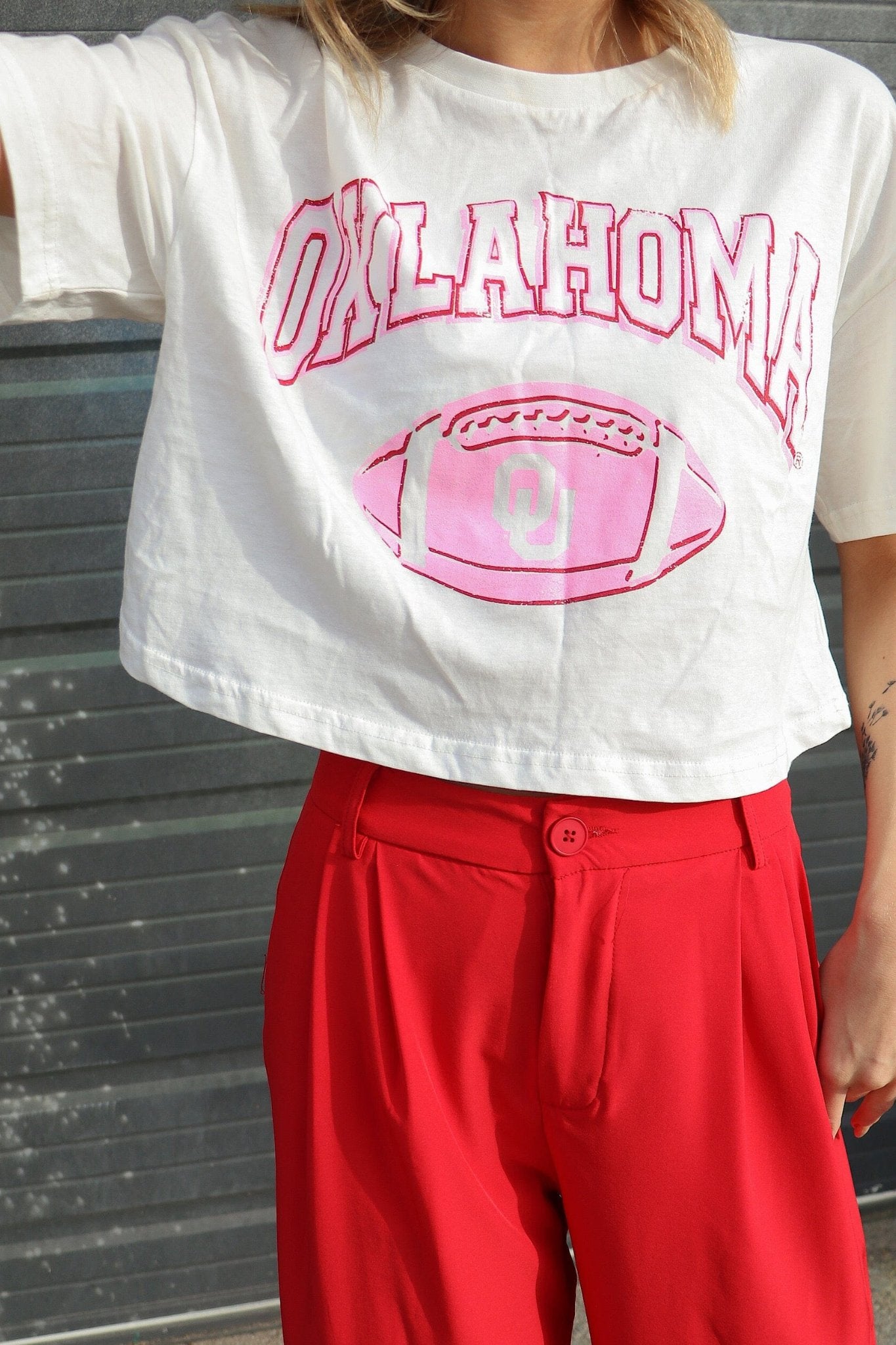 OU Wonka Football Cropped Tee - J. Cole ShoesLIVY LUOU Wonka Football Cropped Tee