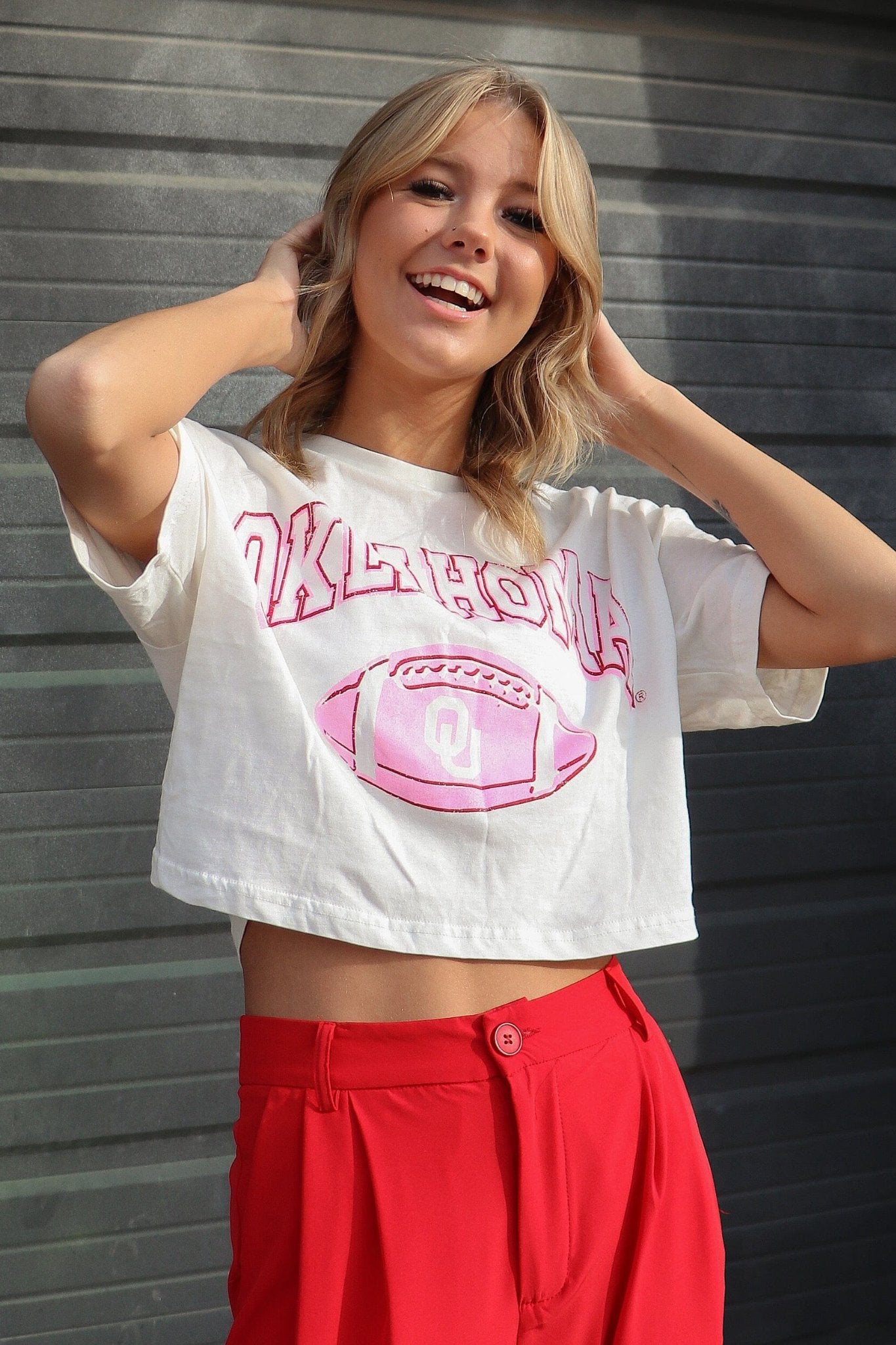 OU Wonka Football Cropped Tee - J. Cole ShoesLIVY LUOU Wonka Football Cropped Tee