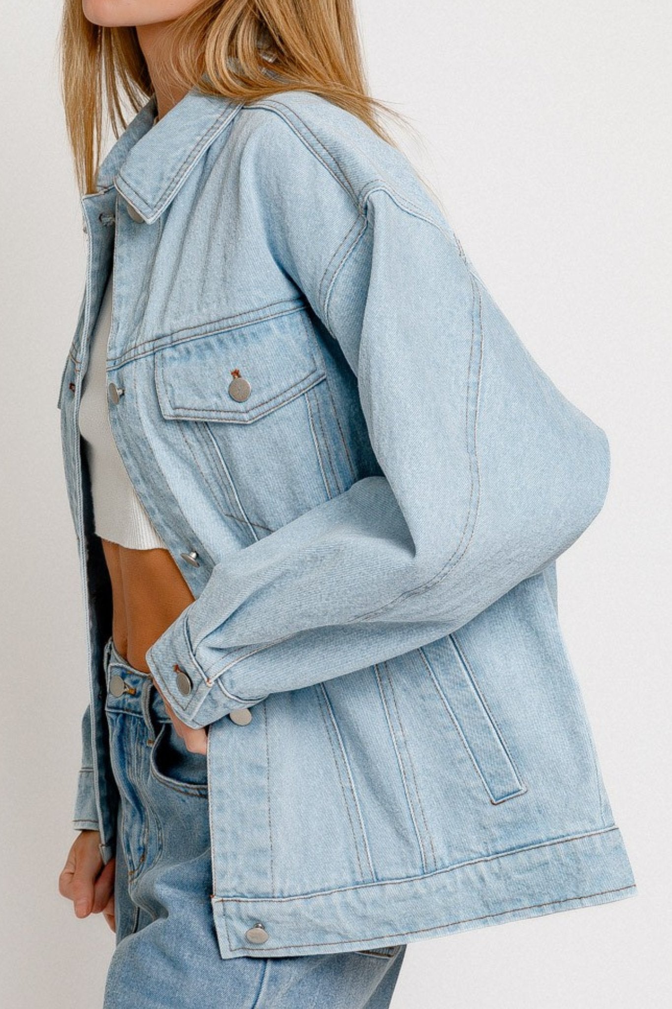 Oversized Washed Denim Jacket - J. Cole ShoesLE LISOversized Washed Denim Jacket