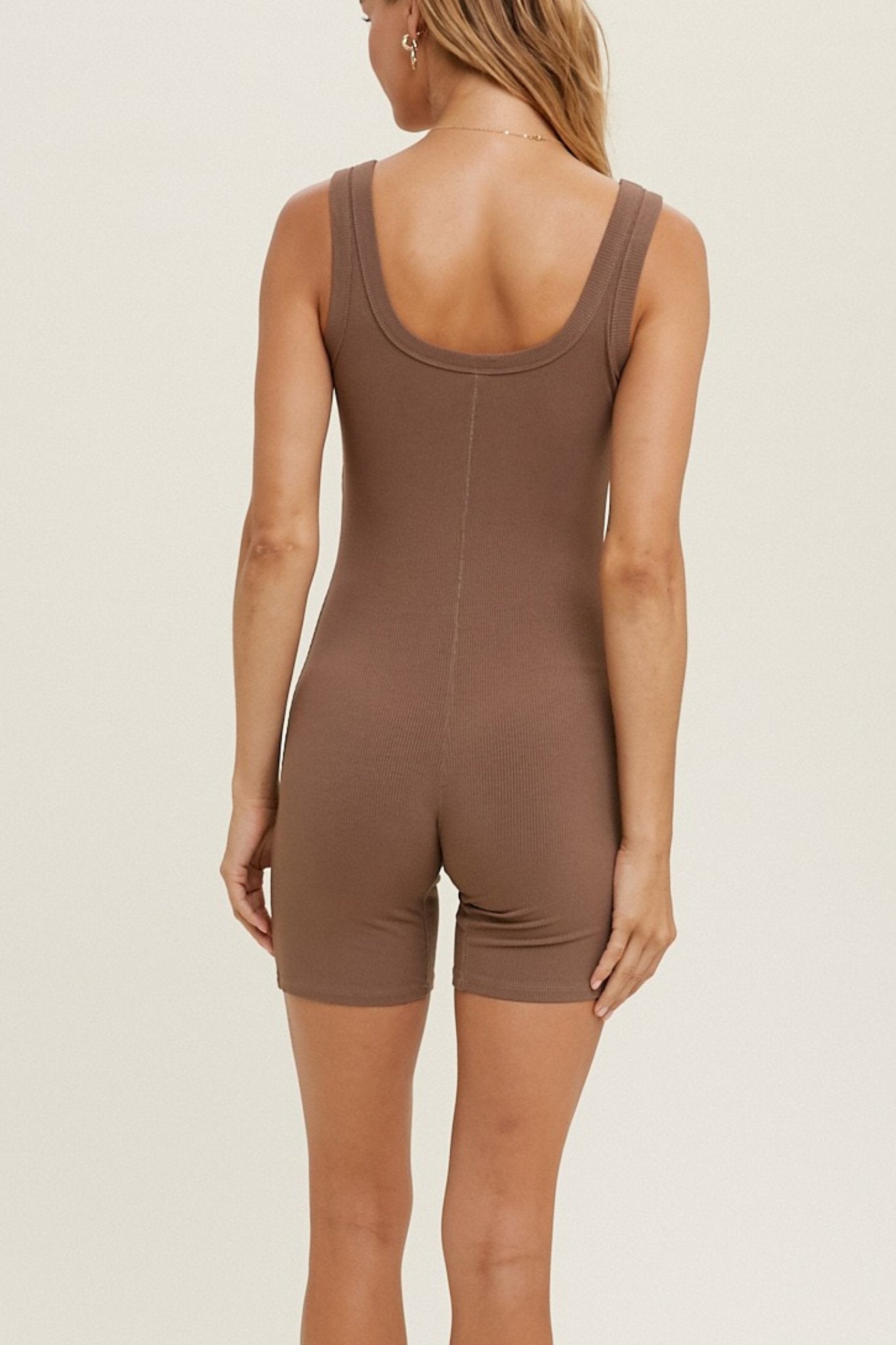 Ribbed Knit Romper in Mocha - J. Cole ShoesWISHLISTRibbed Knit Romper in Mocha